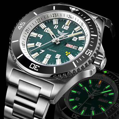 Automatic Mechanical Watch 44mm, Japan 8205 Movement, Men Diver Luxury Watch, 300M Waterproof Luminous
