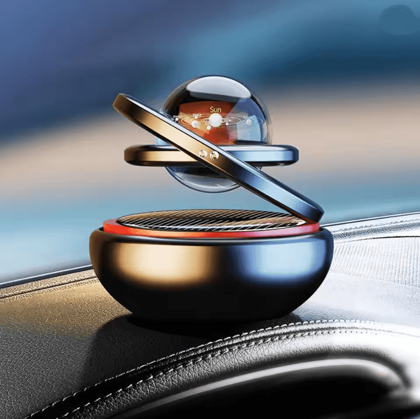 Solar Car Aromatherapy Ornament with Rotating Crystal Ball Diffuser