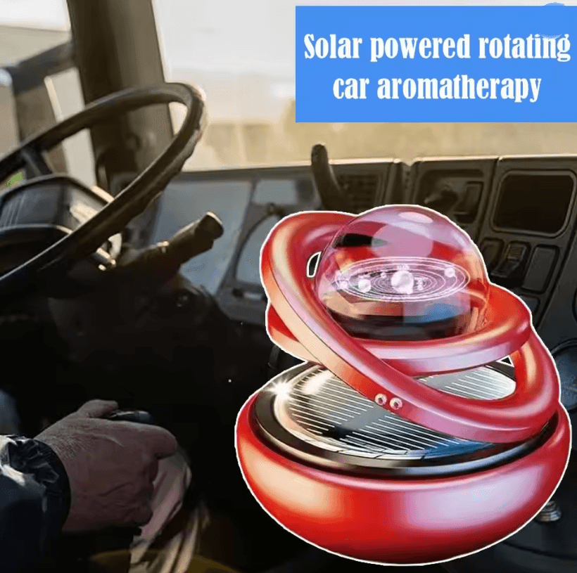 Solar Car Aromatherapy Ornament With Rotating Crystal Ball Diffuser 1