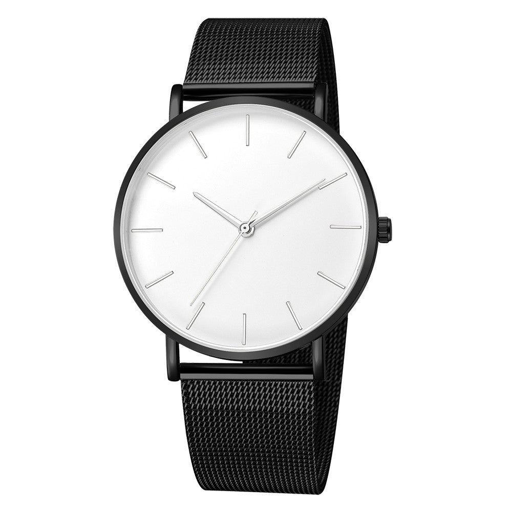 Simple Men Business Stainless Steel Mesh Belt Quartz Watch, Ultra Thin Fashion Watch, Casual Relogio Masculino