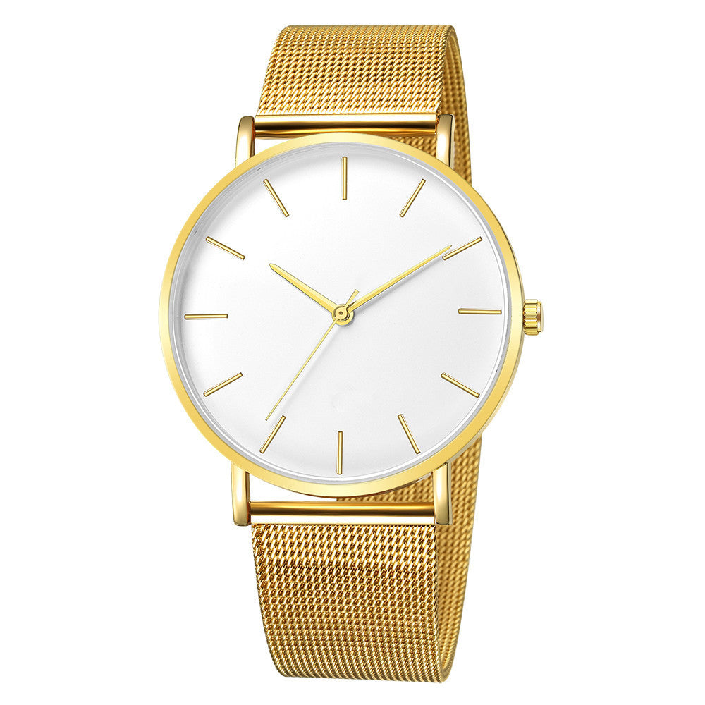 Simple Men Business Stainless Steel Mesh Belt Quartz Watch, Ultra Thin Fashion Watch, Casual Relogio Masculino