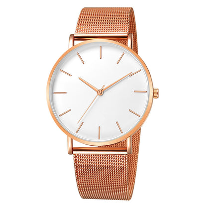 Simple Men Business Stainless Steel Mesh Belt Quartz Watch, Ultra Thin Fashion Watch, Casual Relogio Masculino