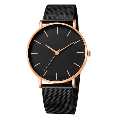 Simple Men Business Stainless Steel Mesh Belt Quartz Watch, Ultra Thin Fashion Watch, Casual Relogio Masculino