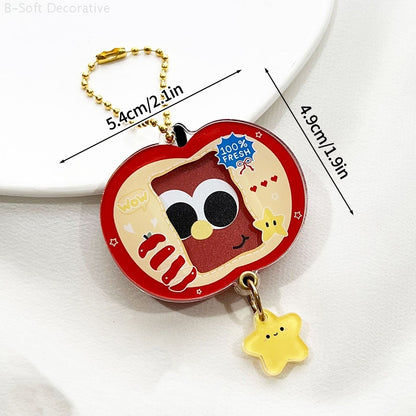 Acrylic Kpop Idol Photocard Holder Photo Card Protector Cover with Keychain, Cartoon Apple Shaped Mini Album for Bag