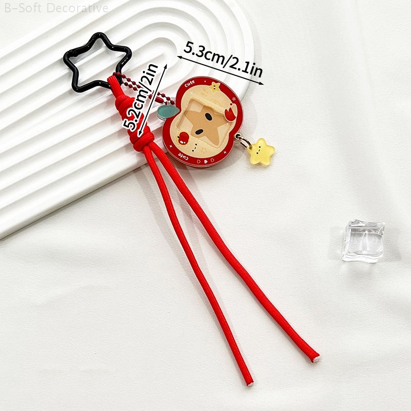 Acrylic Kpop Idol Photocard Holder Photo Card Protector Cover with Keychain, Cartoon Apple Shaped Mini Album for Bag