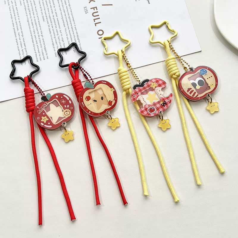 Acrylic Kpop Idol Photocard Holder Photo Card Protector Cover with Keychain, Cartoon Apple Shaped Mini Album for Bag