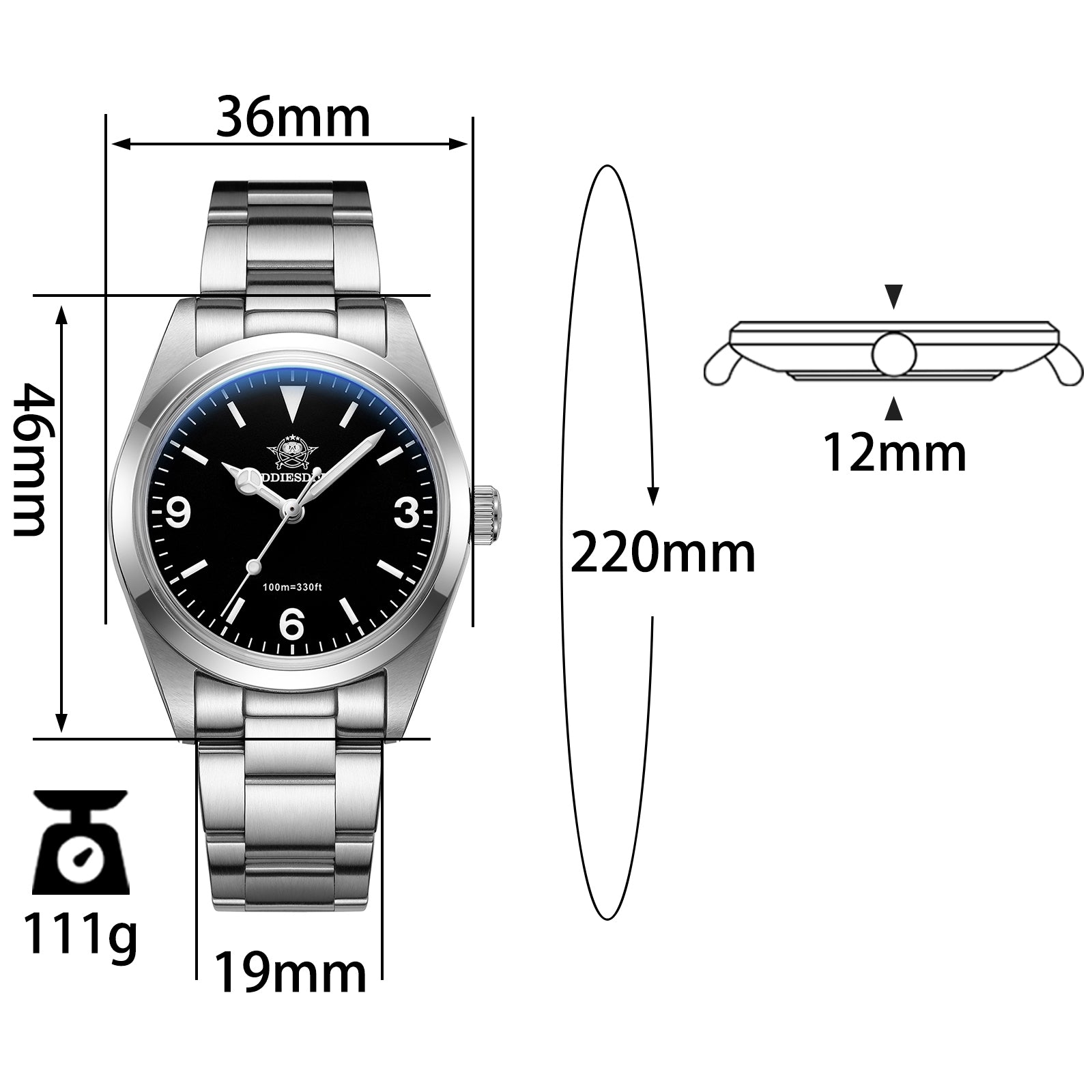 Men Luxury Stainless Steel Quartz Watch, Sapphire Glass, Luminous Dial, 100m Waterproof Reloj Hombre by Top Brand