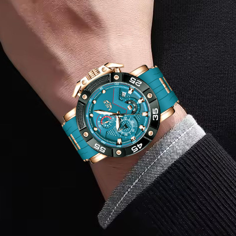 LIGE Mens Big Dial Military Sports Watch, Top Brand Luxury Quartz Watch for Men, Waterproof Silicone Strap Watch