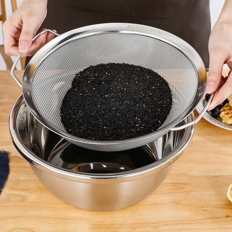 Stainless Steel Mesh Strainer Basket With Double Handles 1