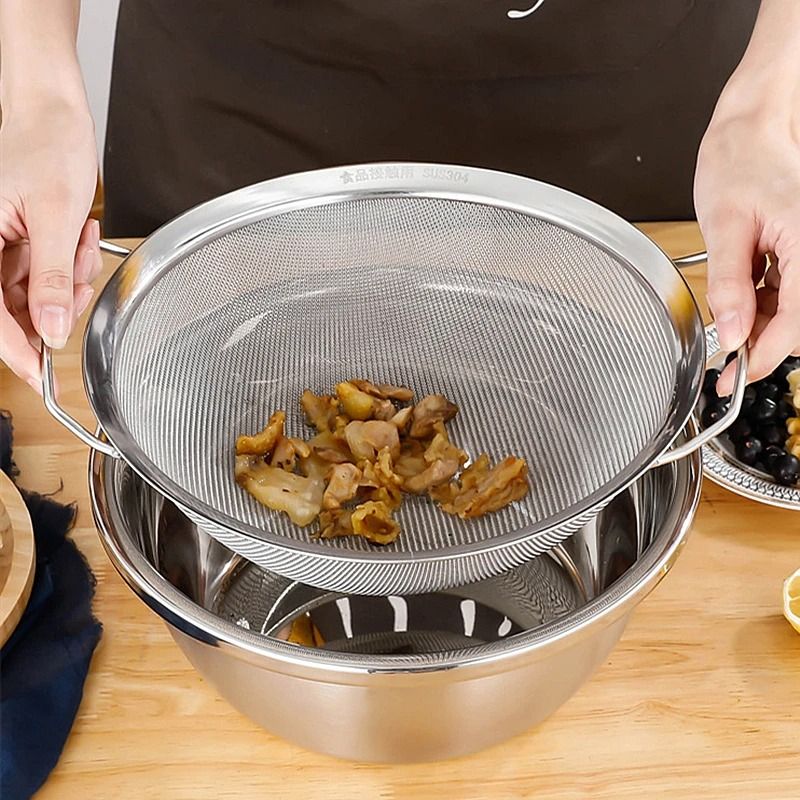 Stainless Steel Mesh Strainer Basket With Double Handles 2