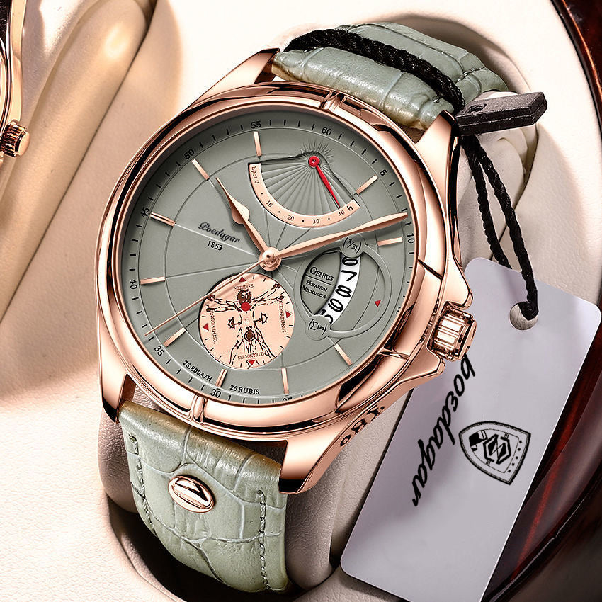Luxury Business Men Quartz Wristwatch, Waterproof Luminous Date Leather Man Watch, Fashion Reloj Hombre