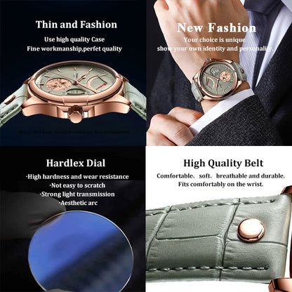 Luxury Business Men Quartz Wristwatch Waterproof Luminous Date Leather Man Watch Fashion Reloj Homb 3