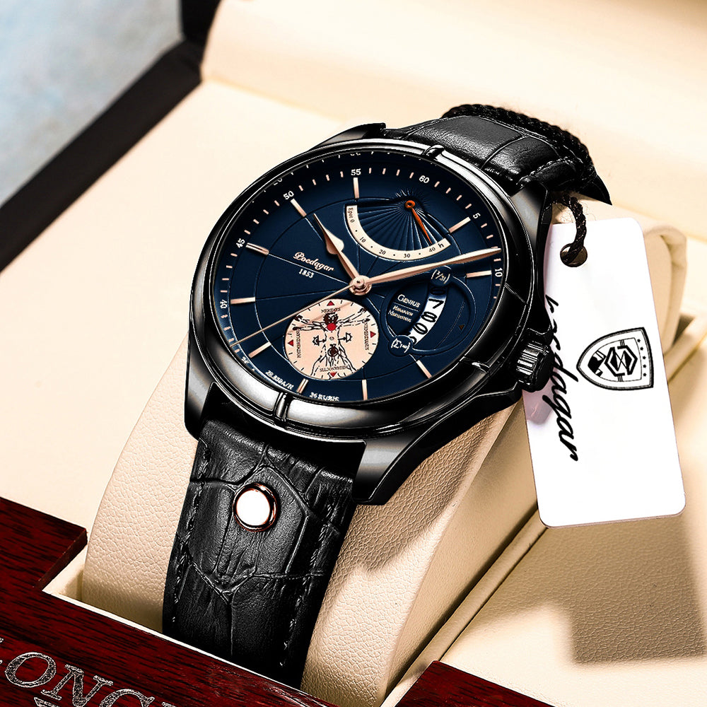 Luxury Business Men Quartz Wristwatch Waterproof Luminous Date Leather Man Watch Fashion Reloj Homb 7