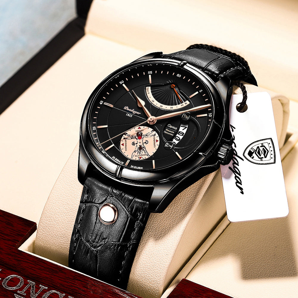 Luxury Business Men Quartz Wristwatch Waterproof Luminous Date Leather Man Watch Fashion Reloj Homb 10