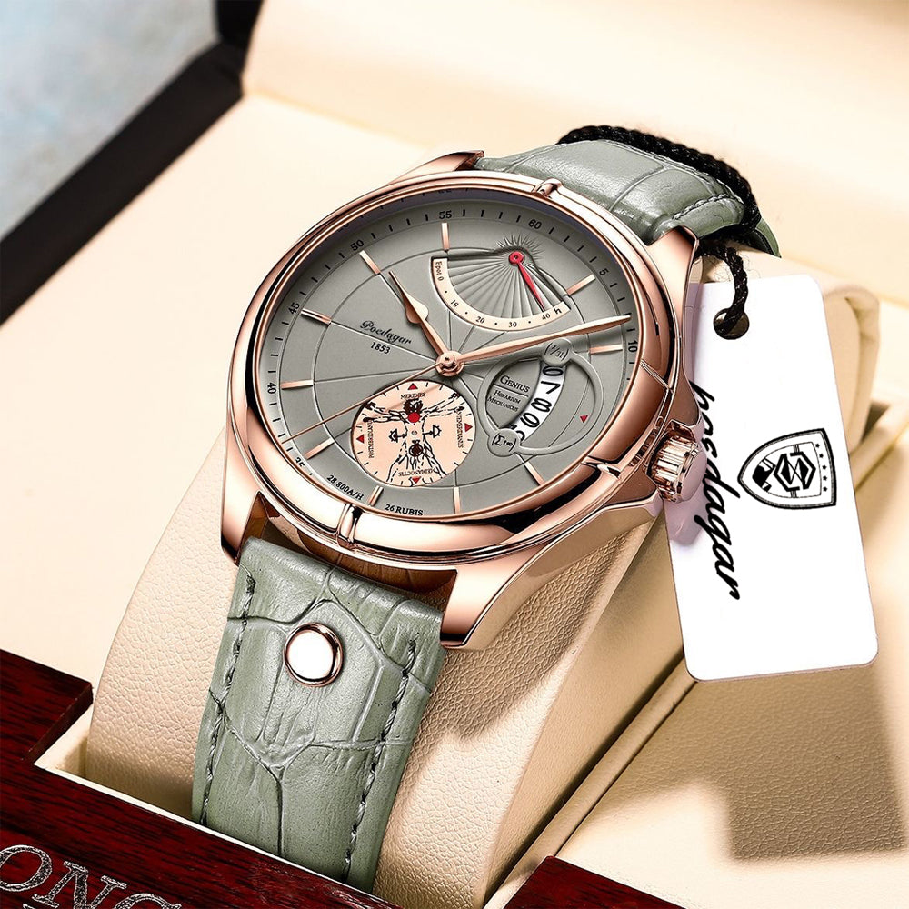 Luxury Business Men Quartz Wristwatch Waterproof Luminous Date Leather Man Watch Fashion Reloj Homb 11