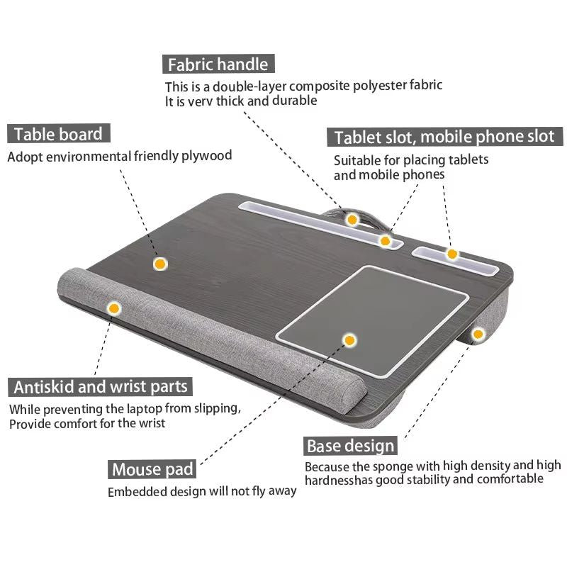 HomeEase SofaBed Laptop Desk With Embedded Mouse Pad  Antislip Double Groove Bar 4