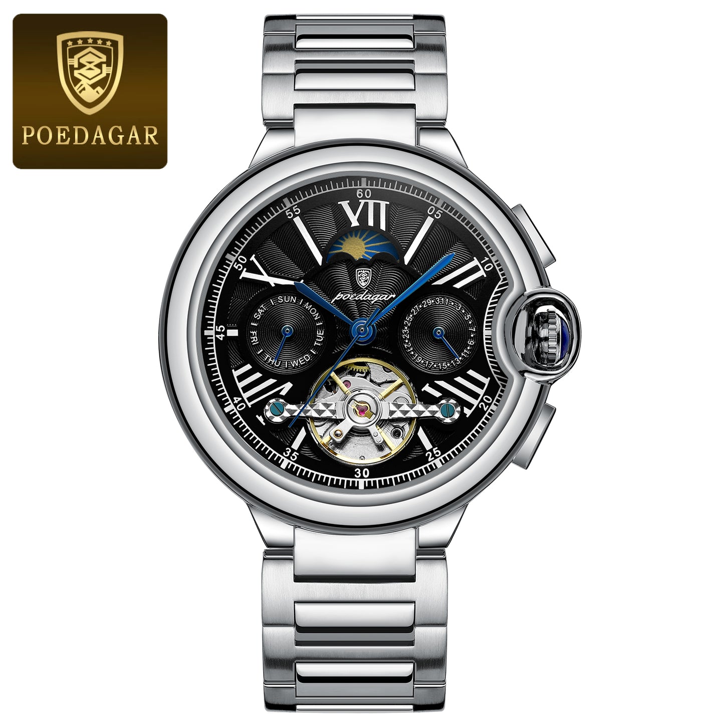 Luxury Man Watch With Hollow Tourbillon Automatic Mechanical Watch For Men Waterproof Stainless Ste 7