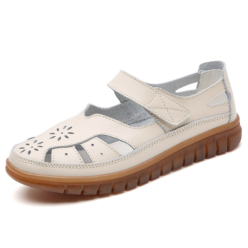 Sandals Summer Breathable Leather Slippers Womens Non Slip Casual Roman Shoes Ladies Versatile Slip 8