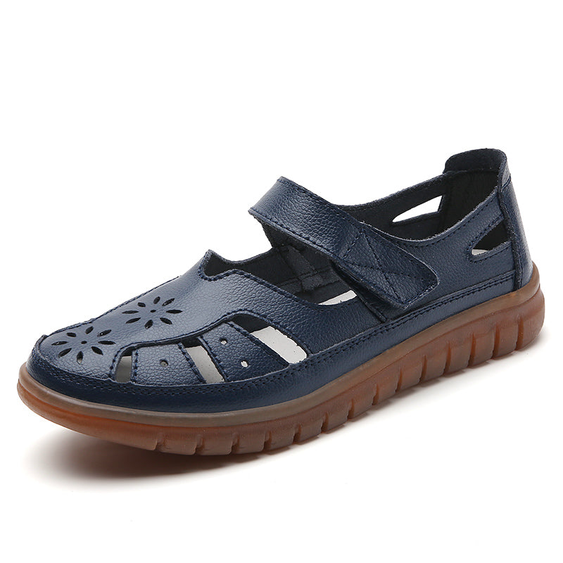 Sandals Summer Breathable Leather Slippers Womens Non Slip Casual Roman Shoes Ladies Versatile Slip 10