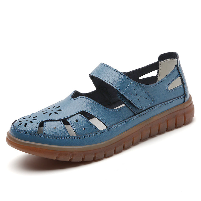 Sandals Summer Breathable Leather Slippers Womens Non Slip Casual Roman Shoes Ladies Versatile Slip 12