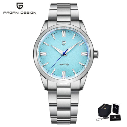 PAGANI DESIGN Quartz Watch for Men, Stainless Steel Case, AR Coating Sapphire, VH31 Sports Business Style