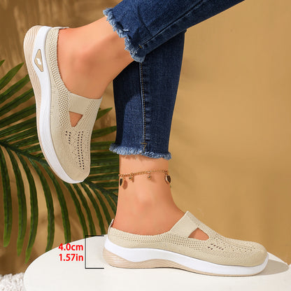 Women Slip On Canvas Summer Slippers Ventilated Half Slipper Shoes Comfortable Home Footwear Flat L 4
