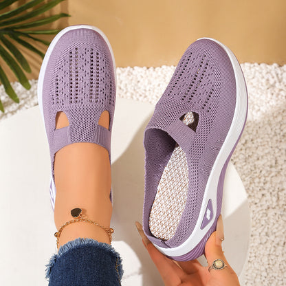 Women Slip On Canvas Summer Slippers Ventilated Half Slipper Shoes Comfortable Home Footwear Flat L 7