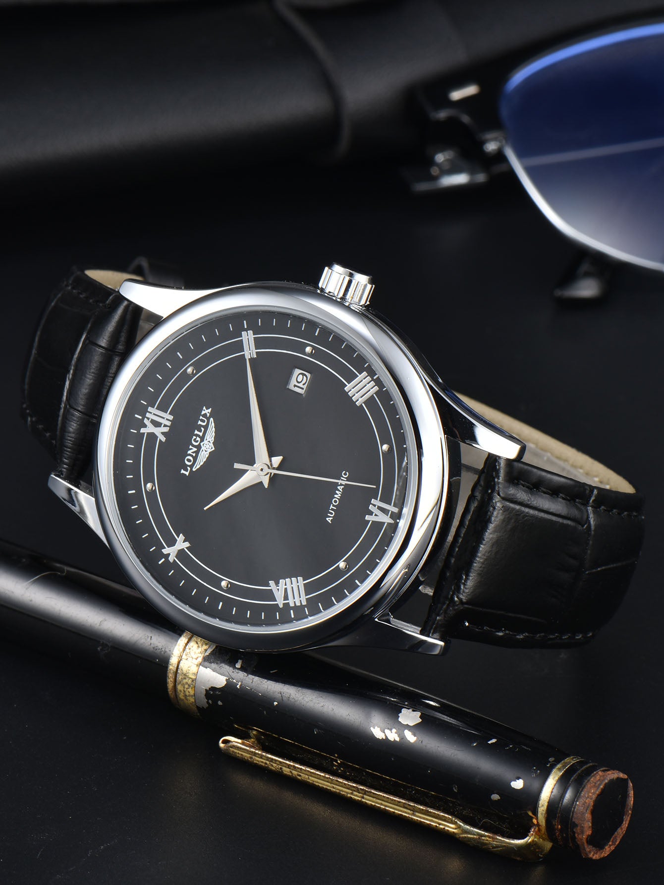 Automatic Man Watch Waterproof Leather Watch For Men Simple Date Mechanical Timepiece 1
