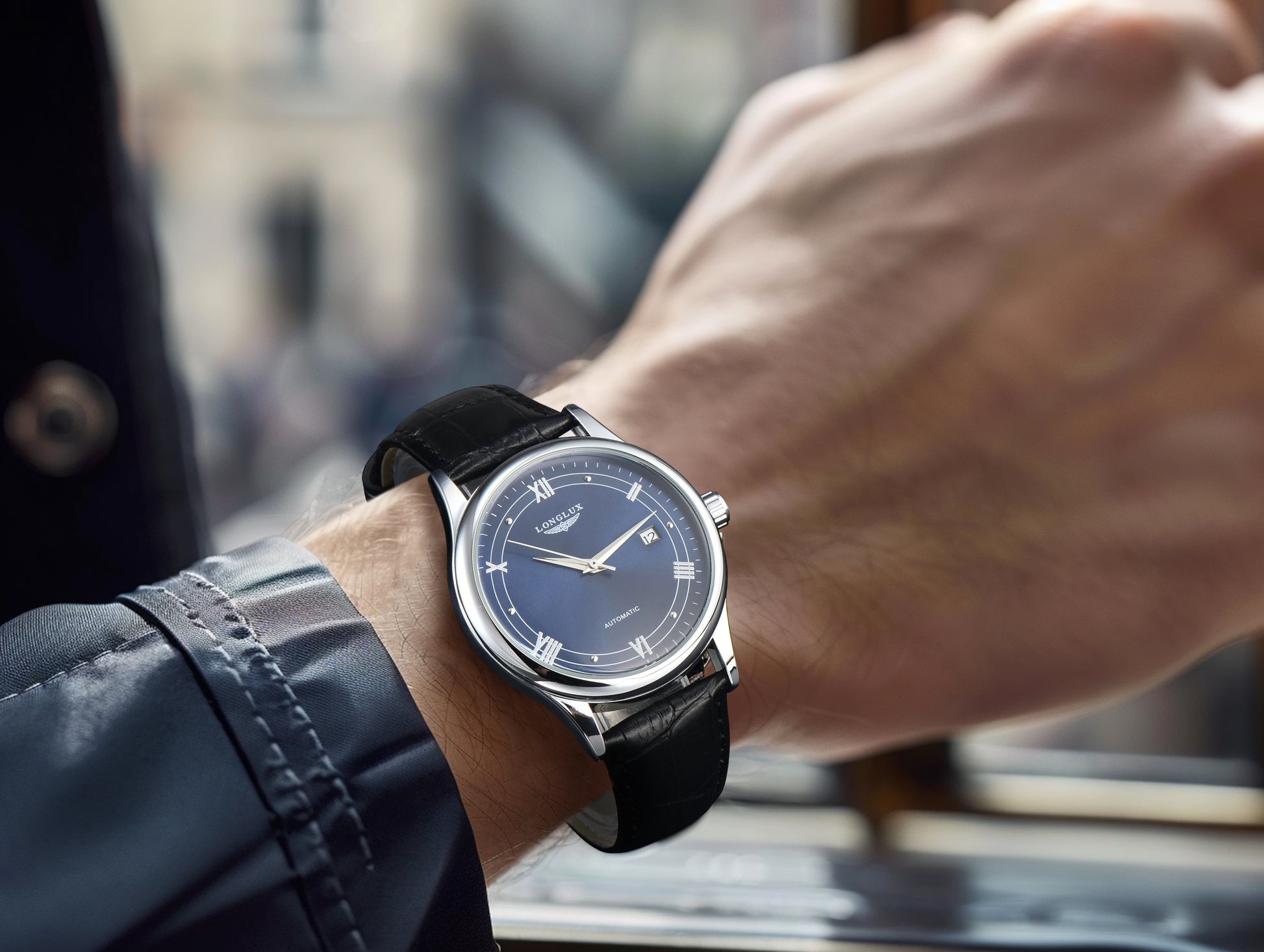 Automatic Man Watch Waterproof Leather Watch For Men Simple Date Mechanical Timepiece 2