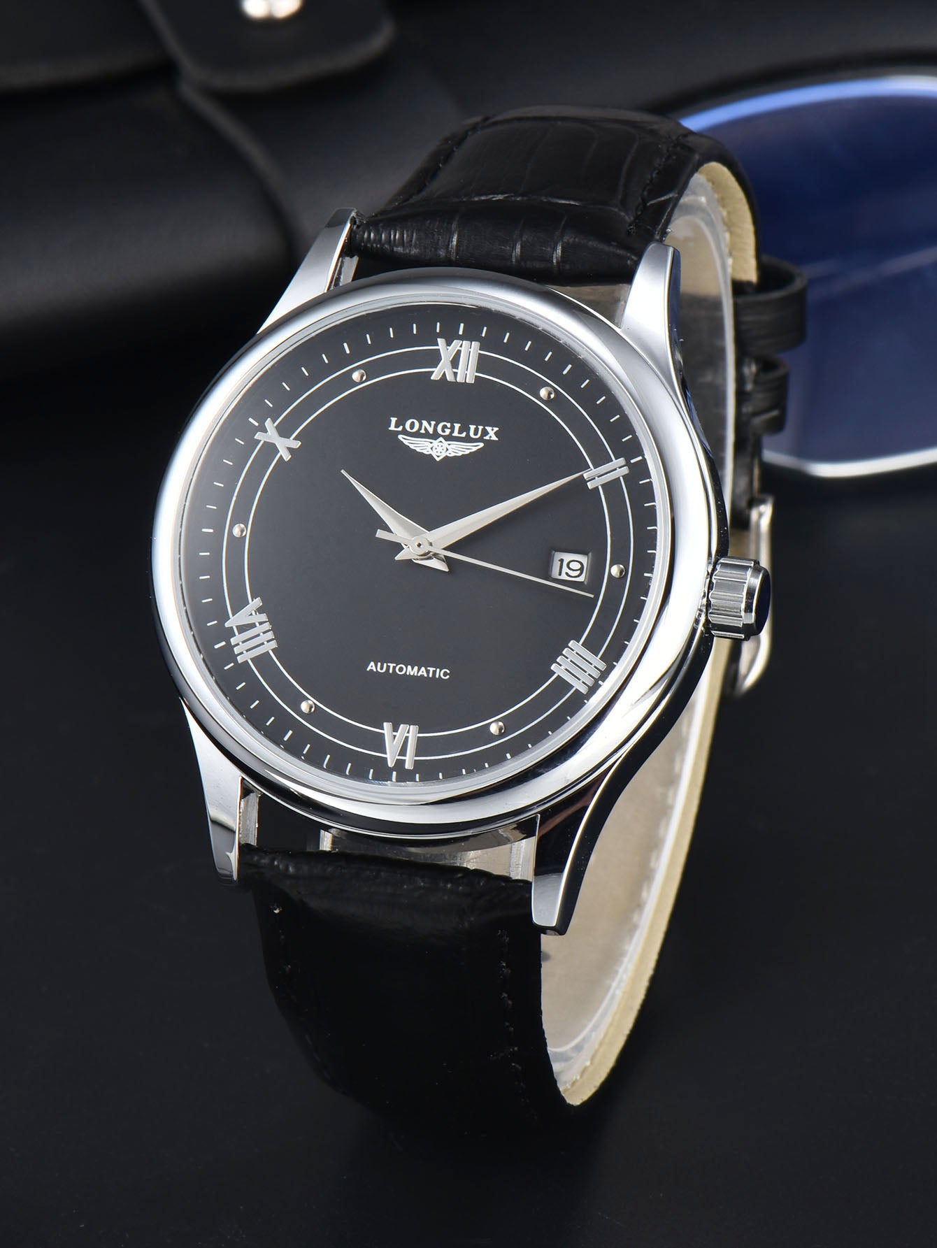 Automatic Man Watch Waterproof Leather Watch For Men Simple Date Mechanical Timepiece 5