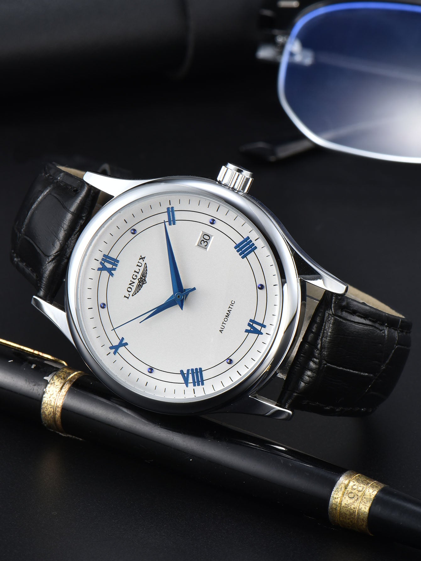 Automatic Man Watch Waterproof Leather Watch For Men Simple Date Mechanical Timepiece 4