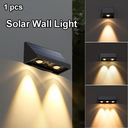 Solar Wall Light Outdoor Porch Lights, Waterproof LED Automatic Lighting for Garden, Yard, Balcony, Fence & Stairs