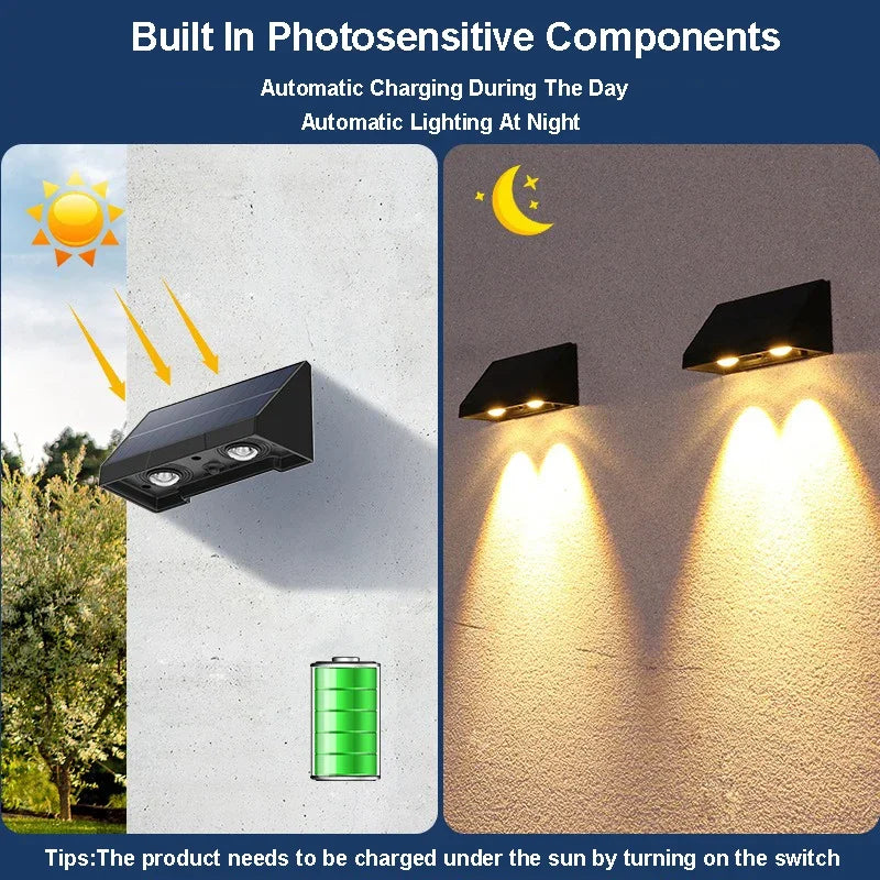 Solar Wall Light Outdoor Porch Lights Waterproof LED Automatic Lighting For Garden Yard Balcony Fen 1