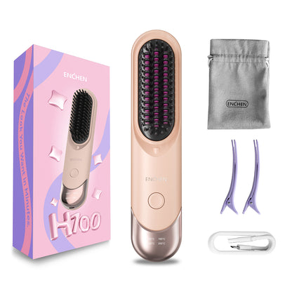 2in1 Straightener Brush, Professional Electric Hair Stuff, 200 Million Ions Styling Comb, Flat Iron Tool