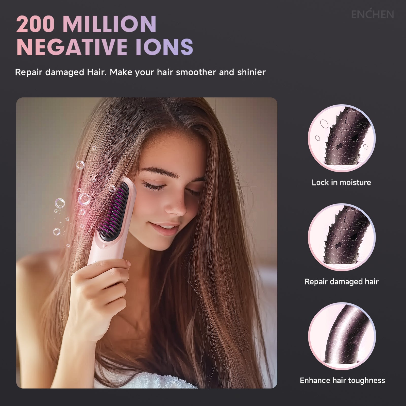 2in1 Straightener Brush Professional Electric Hair Stuff 200 Million Ions Styling Comb Flat Iron To 5