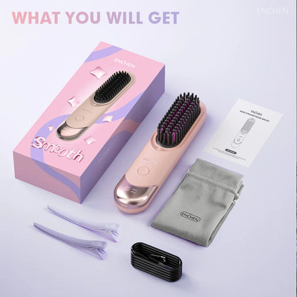 2in1 Straightener Brush Professional Electric Hair Stuff 200 Million Ions Styling Comb Flat Iron To 6