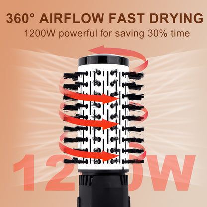 Hatteker Hot Air Brush for Women, EU 4-Head Hair Dryer, Electric Straightener Curler Roller Comb Strong Wind Blower