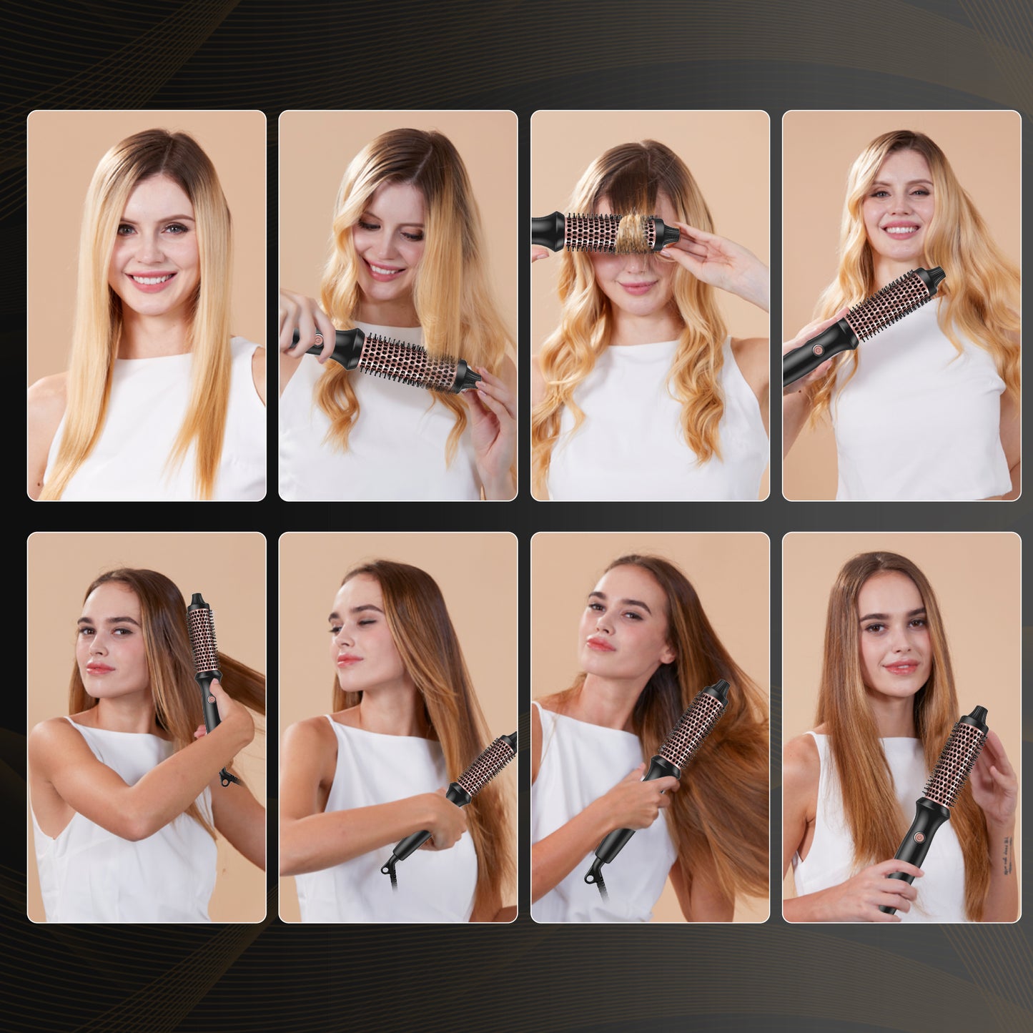 Hot Air Thermal Brush Hair Volumizer, 32mm Curling Iron, Straightener and Styling Brush for Salon Blowout