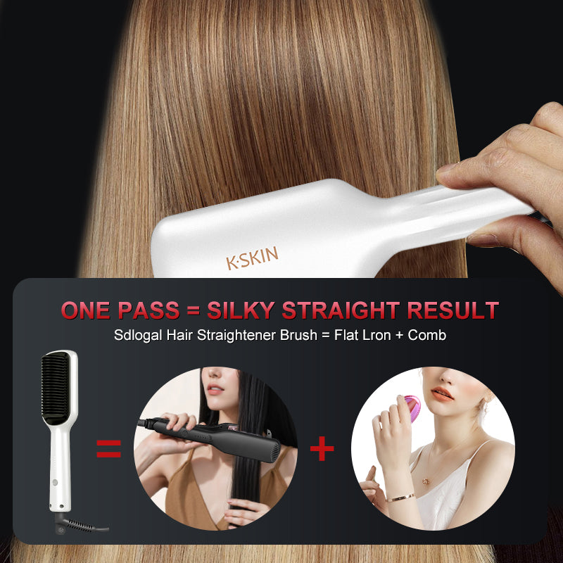 Top Hot Sale Hair Straightener 2 in 1 Mini Brush, Professional Hair Flat Iron Comb, Travel Styling Tool