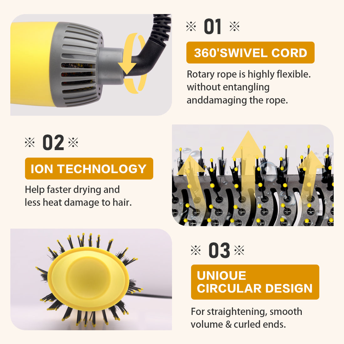 Dual-purpose multifunctional hair dryer, hot air comb negative ion hairstyle comb, gift for female friends