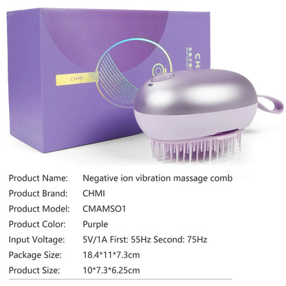 Hair Massage Comb with Electric Negative Ion, Two Vibration Modes, Smooth Frizz-Free, Fluffy Hair Brush