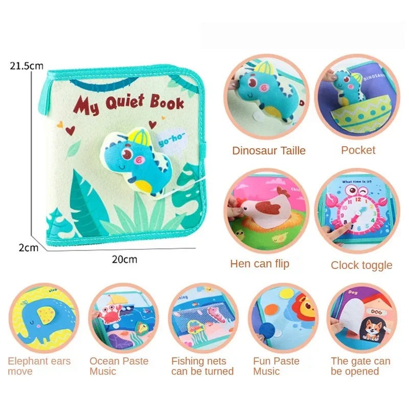 Montessori Busy Book for Toddlers – Sensory Travel Toys & Preschool Learning Activity Books for Airplane & Car