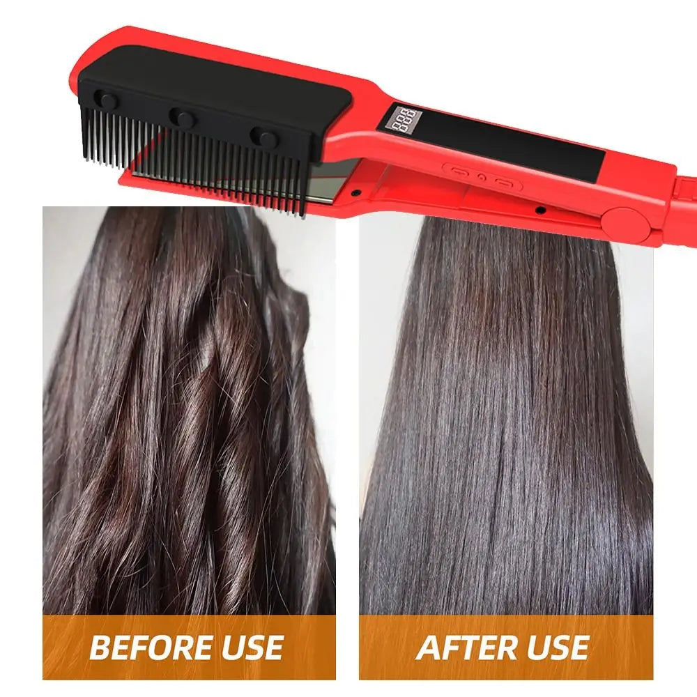 Hair Straightener Comb Flat Iron Comb Attachment, Clip On Grip Comb, Washable Reusable Styling Tool for Smooth Hair