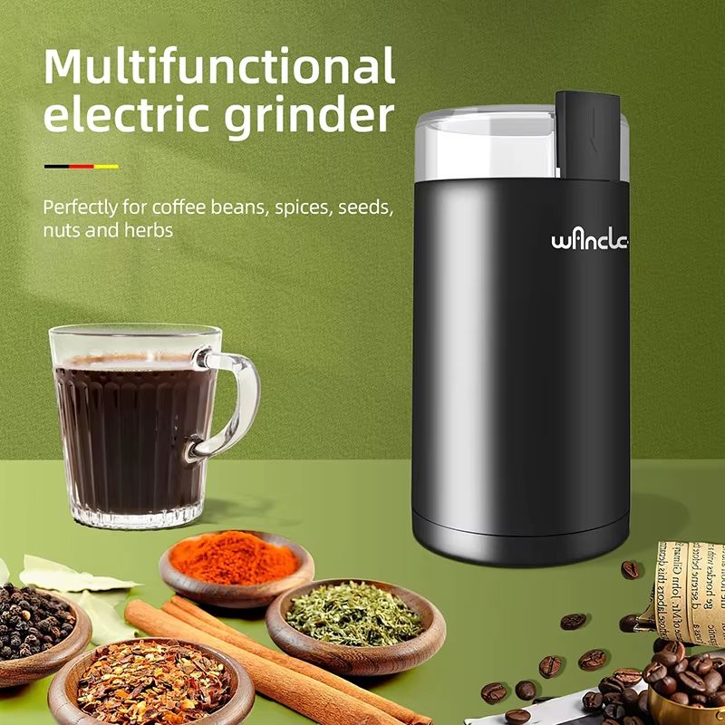 200W High-Power Coffee Grinder – Multifunctional Electric Bean Grinder for Home Use (220V/120V)