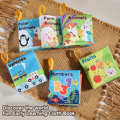Soft Baby Visual Stimulus Cloth Book, Interactive Sensory Activity Fabric Book for Montessori Early Educational Learning