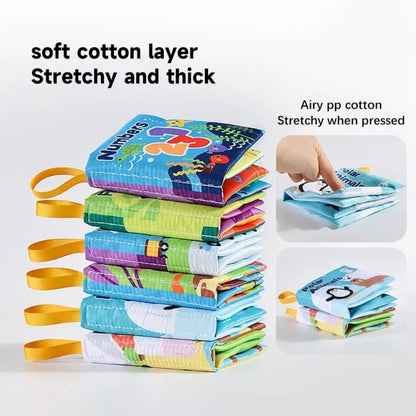 Soft Baby Visual Stimulus Cloth Book, Interactive Sensory Activity Fabric Book for Montessori Early Educational Learning