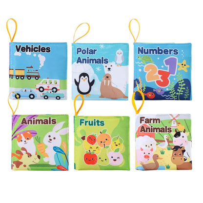 Soft Baby Visual Stimulus Cloth Book, Interactive Sensory Activity Fabric Book for Montessori Early Educational Learning