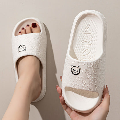 Cute Bear Women's Slippers Summer Indoor Soft Cartoon Sandals, Bathroom Anti-slip Outdoor, Couple Shoe Gift Ideas