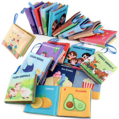 Montessori Sensory Cloth Book for Babies, Touch Feel Interactive Toddler Book, Washable Early Learning Enlightenment Toy