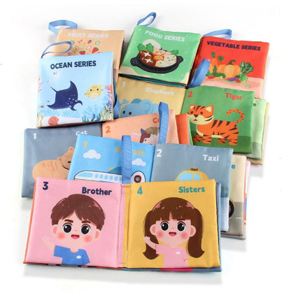 Montessori Sensory Cloth Book for Babies, Touch Feel Interactive Toddler Book, Washable Early Learning Enlightenment Toy